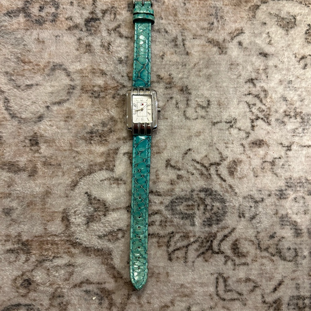 Turquoise Crocodile Leather Strap Watch